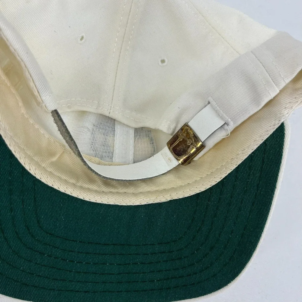 Vintage Masters American Needle Golf Hat White Leather Strap Adjustable Cap